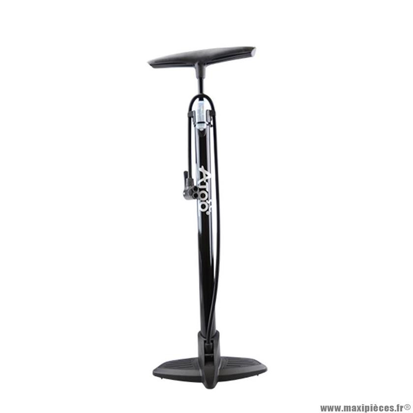 Pompe vélo à pied marque Atoo couleur acier noir tête plastique valve  schrader/presta (sans manomètre) - Maxi pièces vélo