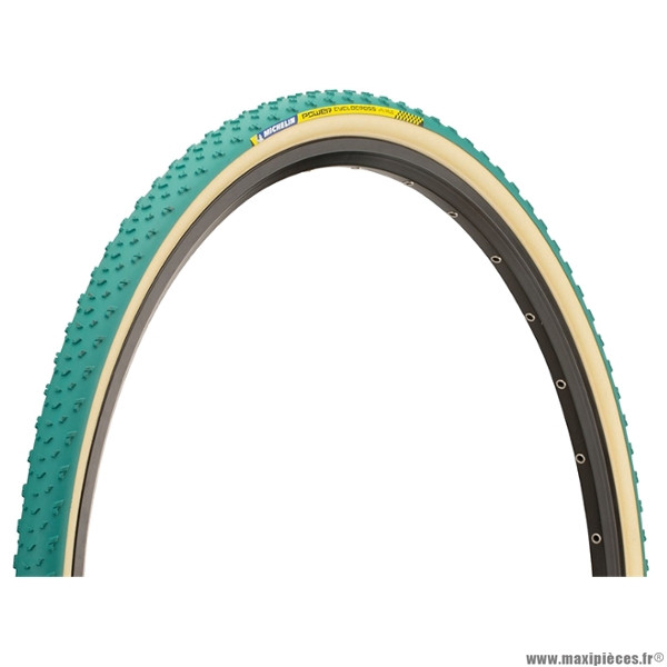 Boyau cyclocross 700x33 marque Michelin power mud couleur vert/beige (33-622)