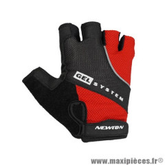 Gants vélo adulte été court marque Newton gel couleur noir-rouge taille M