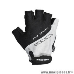 Gants vélo adulte été court marque Newton grip gel couleur noir-blanc taille M