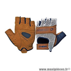 Gants vélo adulte été court marque Chiba rétro couleur beige-marron taille L