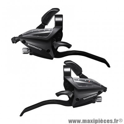 Levier-manettes VTT marque Shimano stef500 3x8 vitesses couleur noir pour frein v-brake 4 doigts