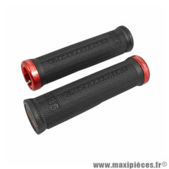 Poignée vélo city-VTT marque Progrip 995 couleur noir avec lock on rouge 130mm (livré avec embouts) (blister)