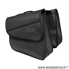 Sacoche arrière vélo double marque Vélox simili cuir couleur noir fixation porte bagage
