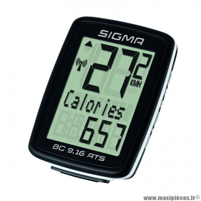 Compteur sigma 9.16 BC ats sans fil noir (9 fonctions) marque Sigma - Accessoire Vélo