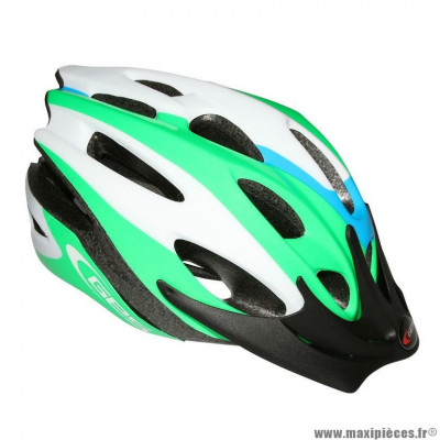 Casque vélo junior apache vert/bleu/blanc (taille 47-53) avec visiere et system quick lock marque GES - Equipement Cycle