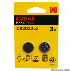 Pile bouton cr2032 3v Lithium Kodak marque Kodak x2 - Accessoire Vélo