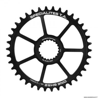 Plateau VTT direct mount 38 dents one sh52 noir mat alu Spécialités TA pour shimano xtr m9100 - xt m8100 - slx m7100 - mt900 direct mount 10-11-12 vitesses