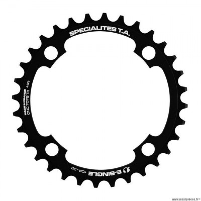 Plateau city vae/e-bike mono 32 dents diamètre 104 couleur noir ta e-single 4 branches alu 7075 marque Miche
