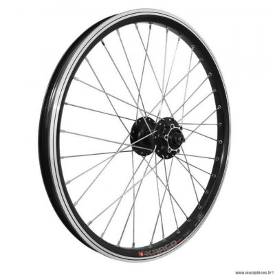 Roue VTT 20p avant kargo disc VAE alu double paroi moyeu shimano m475 disc 6 trous noire blocage (renforcé) rayon inox Vélox