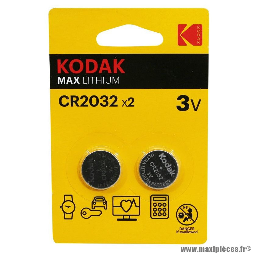 Pile bouton cr2032 3v Lithium Kodak marque Kodak x2 - Accessoire