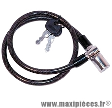 Antivol vélo câble a clé 0,65m x 8mm (3 clés plates métal) marque WTP - Accessoire vélo
