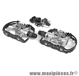 Pédales VTT automatique hybride avec 1 face compatible shimano spd marque Cycle Quest - Pièce vélo