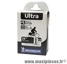 Chambre à air de 26 pouces x 1,6/2,10 c4 ultra standard valve 48mm marque Michelin - Pièce vélo
