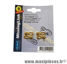 Attache rapide 9 vitesses or marque KMC - Matériel pour Vélo