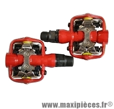 Pédales VTT automatique rouge compatible shimano spd 370 grammes marque Leader - Pièce vélo