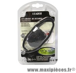 Eclairage avant noir 2 leds marque Leader - Matériel pour Vélo