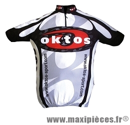 Maillot manches courtes noir/rouge/blanc s marque Oktos- Equipement cycle