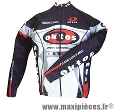 Maillot manches longues noir/rouge/blanc s marque Oktos- Equipement cycle