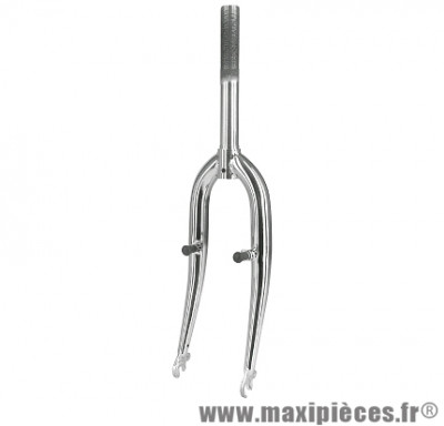 Fourche vtt 20 pouces acier chromée cintrée pivot fileté - int.21mm - ext.25.4mm (Pivot : 200/100mm) *Prix spécial !