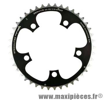 Plateau 50 dents zephyr diamètre 110mm noir 5 branches (extérieur) marque Spécialités TA - Pièce vélo