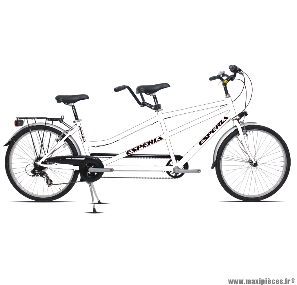 Vélo tandem alu 26 pouces blanc marque Esperia - Vélo de Ville complet -  Maxi pièces vélo
