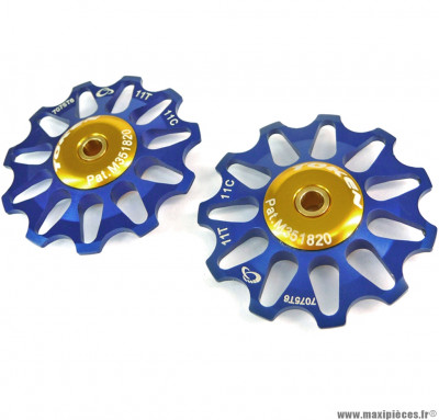 Galets de dérailleur 11 dents bleu (la paire) marque Token - Pièce vélo