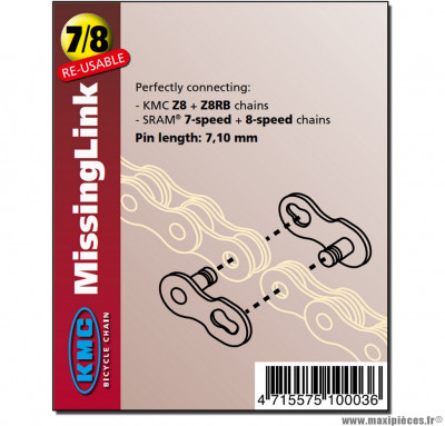 Boite de 40 Attaches rapides KMC MissingLink 7/8 vit. argent