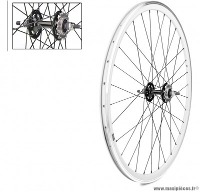 Roue arrière 700c fixie blanche alu moyeu flip flop marque Vélox