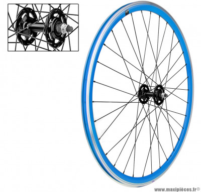 Roue avant 700c fixie bleu alu 30mm marque Vélox