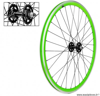 Roue avant 700c fixie verte alu 30mm marque Vélox