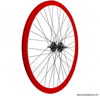 Paire de roues fixie 700c double paroies 43mm rouge - Accessoire Vélo Pas Cher
