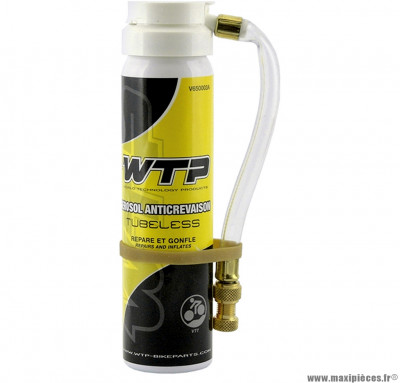 Bombe anti crevaison réparation aérosol 75 ml marque WTP - Accessoire vélo