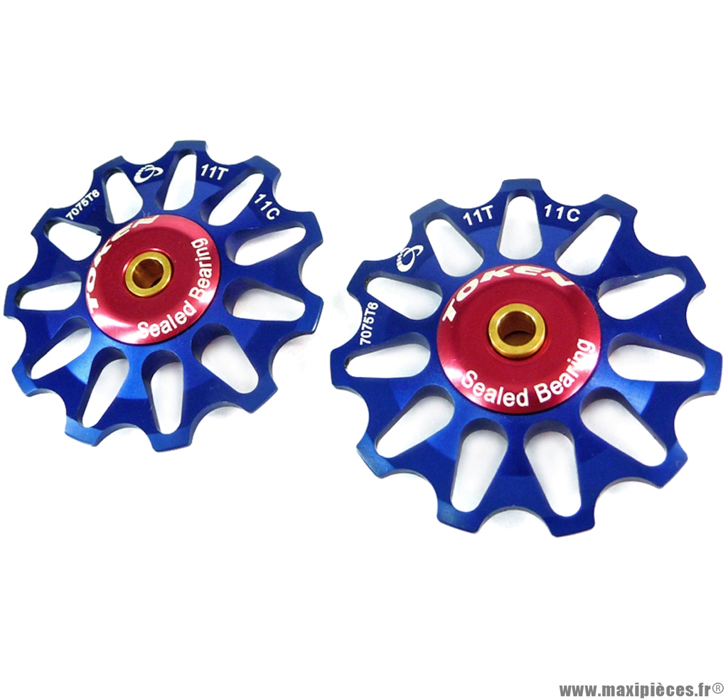 Galets de dérailleur 11 dents compatible shimano bleu (la paire) marque Token - Pièce vélo