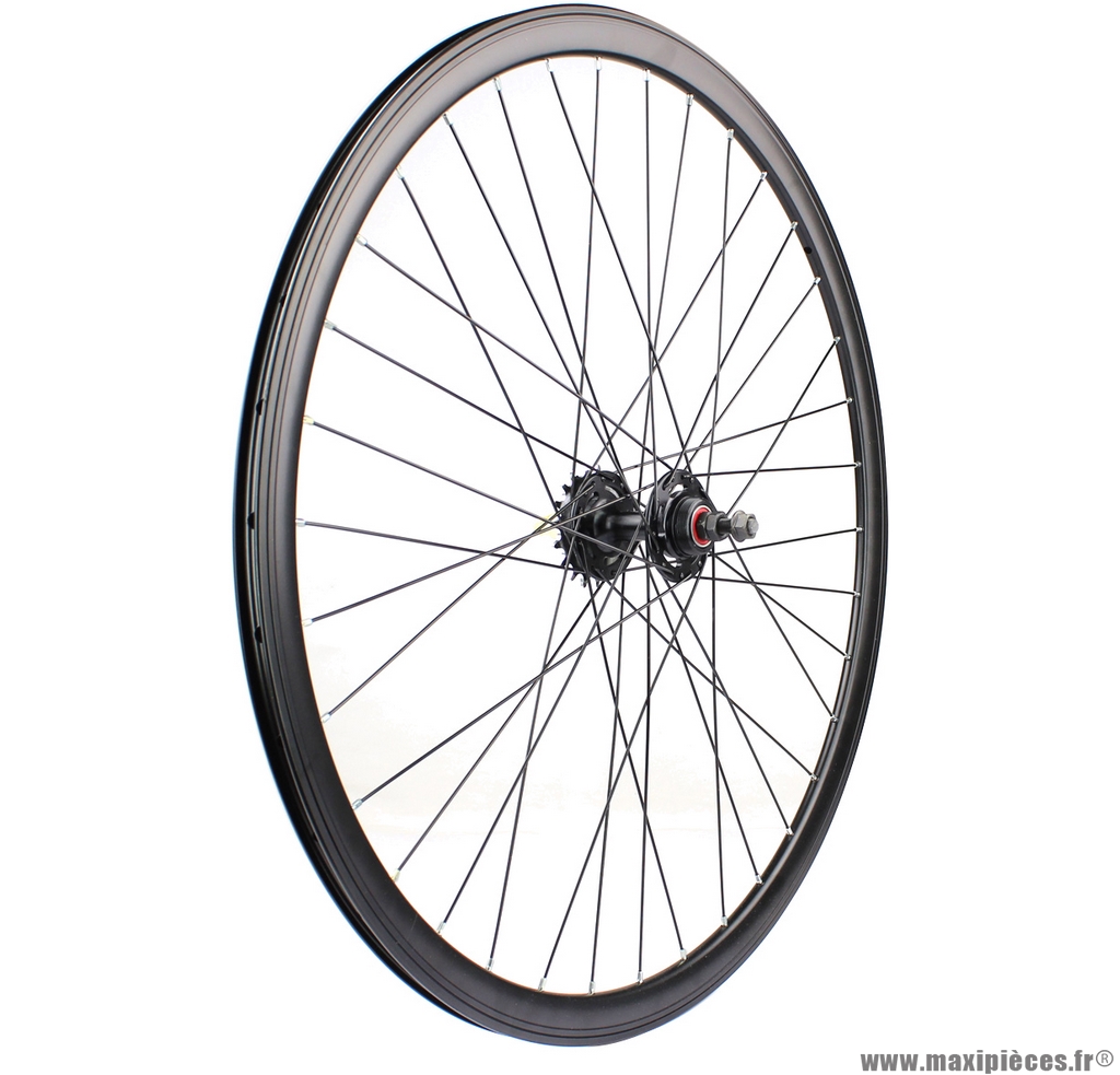 Paire de roues fixie 700c double paroies 43mm noire Accessoire Vélo Pas Cher Maxi pièces vélo