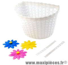 Panier avant enfant plastique blanc avec décors a crochets - Accessoire Vélo Pas Cher