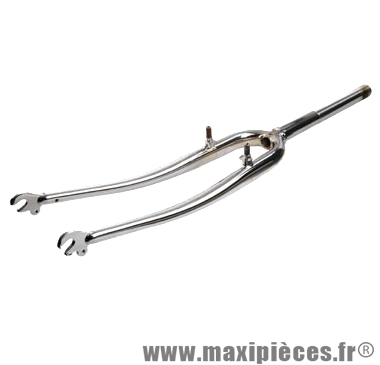 Fourche VTC 28 pouces chromée diamètre int.22.2mm - ext.25.4mm fileté a tasseaux 1 pouce (Pivot : 240mm/163mm) *Déstockage !''