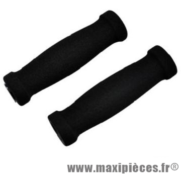 Poignée VTT mousse noir avec bouchon 130mm (paire) - Accessoire Vélo Pas Cher