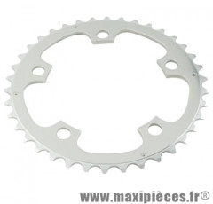 Plateau 38 dents route diamètre 110 interm argent zephyr (comp.shimano) marque Spécialités TA - Matériel pour Vélo