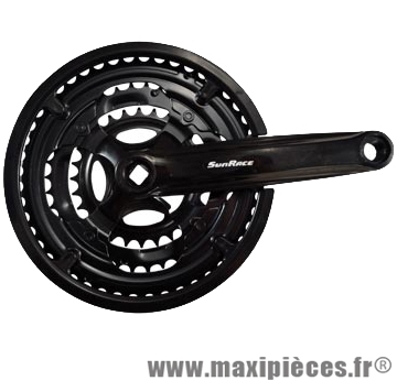 Pédalier VTT triple 48-38-28d l170 acier noir manivelles plast. (axe carre 122) marque Sunrace - Matériel pour Vélo