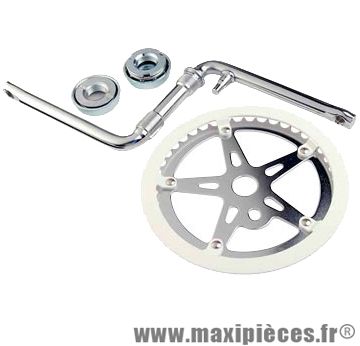 Pédalier BMX monobloc 44 dents argent pare chaine noir (ensemble avec cuvettes) d1/2 - Accessoire Vélo Pas Cher (photo non contractuel)
