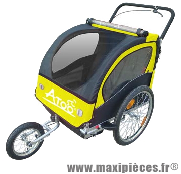 Remorque/poussette enfant 2 en 1 (2 roues 20 pouces et 1 roue 12 pouces) avec frein - jaune marque Atoo - Matériel pour Vélo