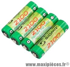 Pile éclairage rechargeable rtu 2100 mah (x4) marque Sigma - Accessoire Vélo