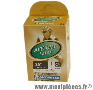 Chambre à air de VTT 26x1.75/2.10 vp c4 latex aircomp(26-8m) marque Michelin - Pièce Vélo