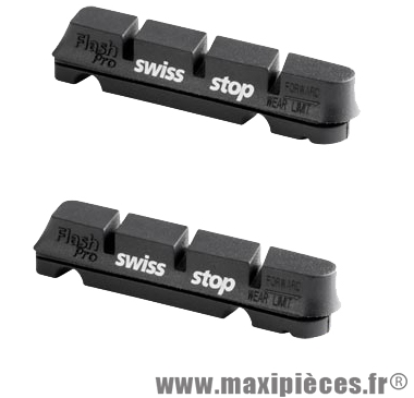 Patin route flash pro noir jte alu gomme tendre adaptable shimano(2 pr) marque SwissStop - Matériel pour Cycle