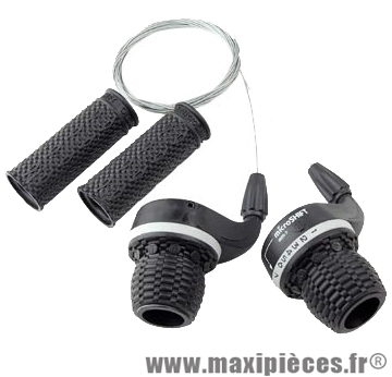 Manette VTT p. tournante 7x3v. type gripshift alu manette large (paire) - Accessoire Vélo Pas Cher