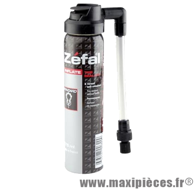 Bombe anti-crevaison vélo 75ml (raccord flexible) marque Zéfal - Matériel pour Cycle