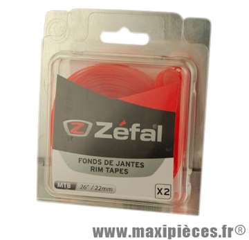 Fond de jante VTT 26x22 rouge souple (blister de 2) marque Zéfal - Matériel pour Cycle