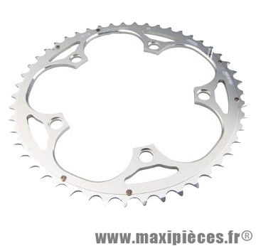 Plateau 48 dents route diamètre 130 extérieur argent 10/9v. marque Miche - Pièce Vélo