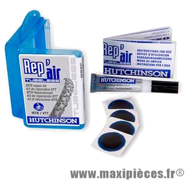 Kit de réparation VTT tubeless Hutchinson Rep'Air 4 rustines et colle